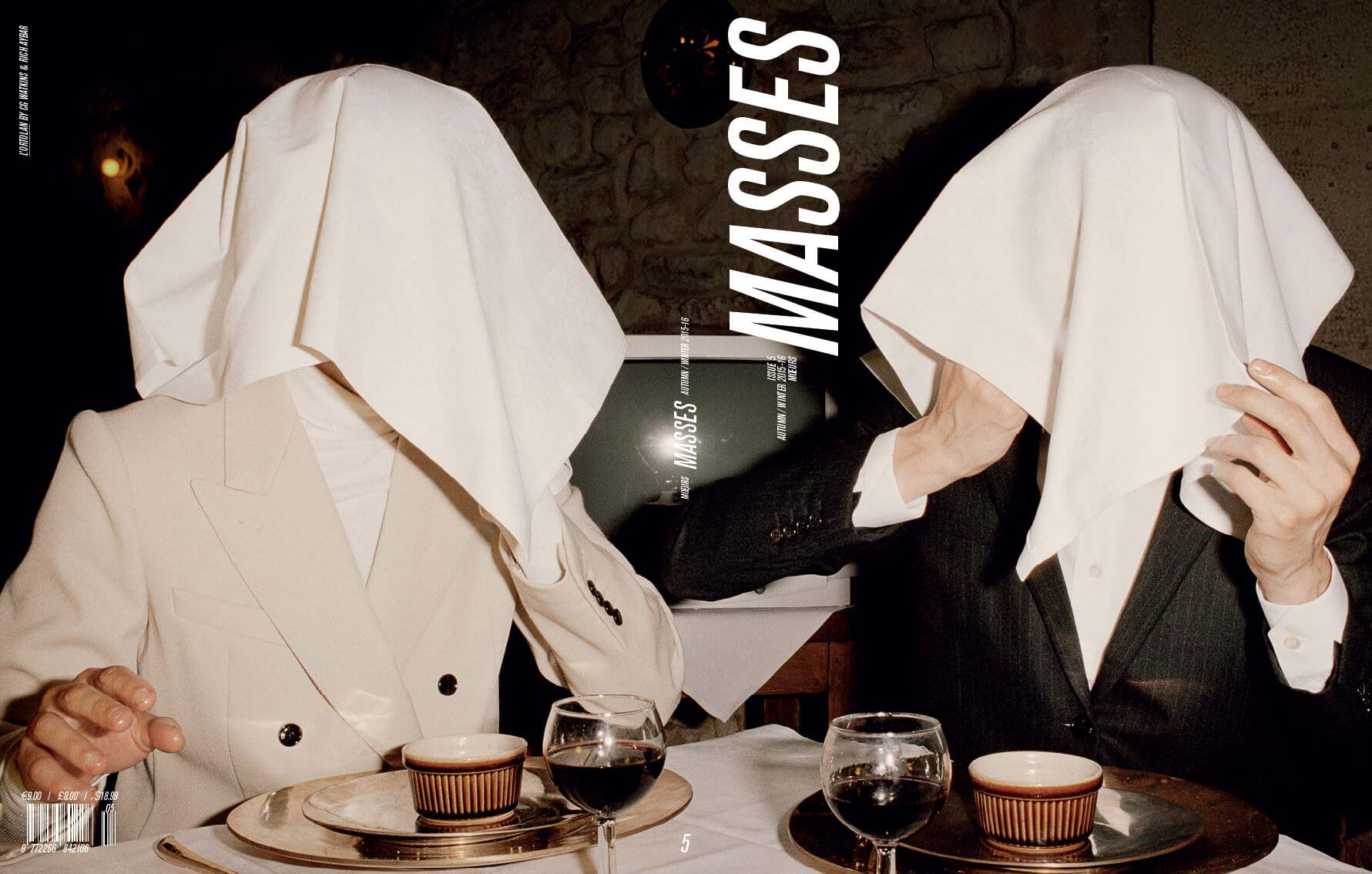 MASSES MAGAZINE ISSUE 5 COVER – L’ORTOLAN, ERIC DIULEIN AND SACHA QUINTIN PHOTOGRAPHED BY CG WATKINS, FASHION BY RICH AYBAR