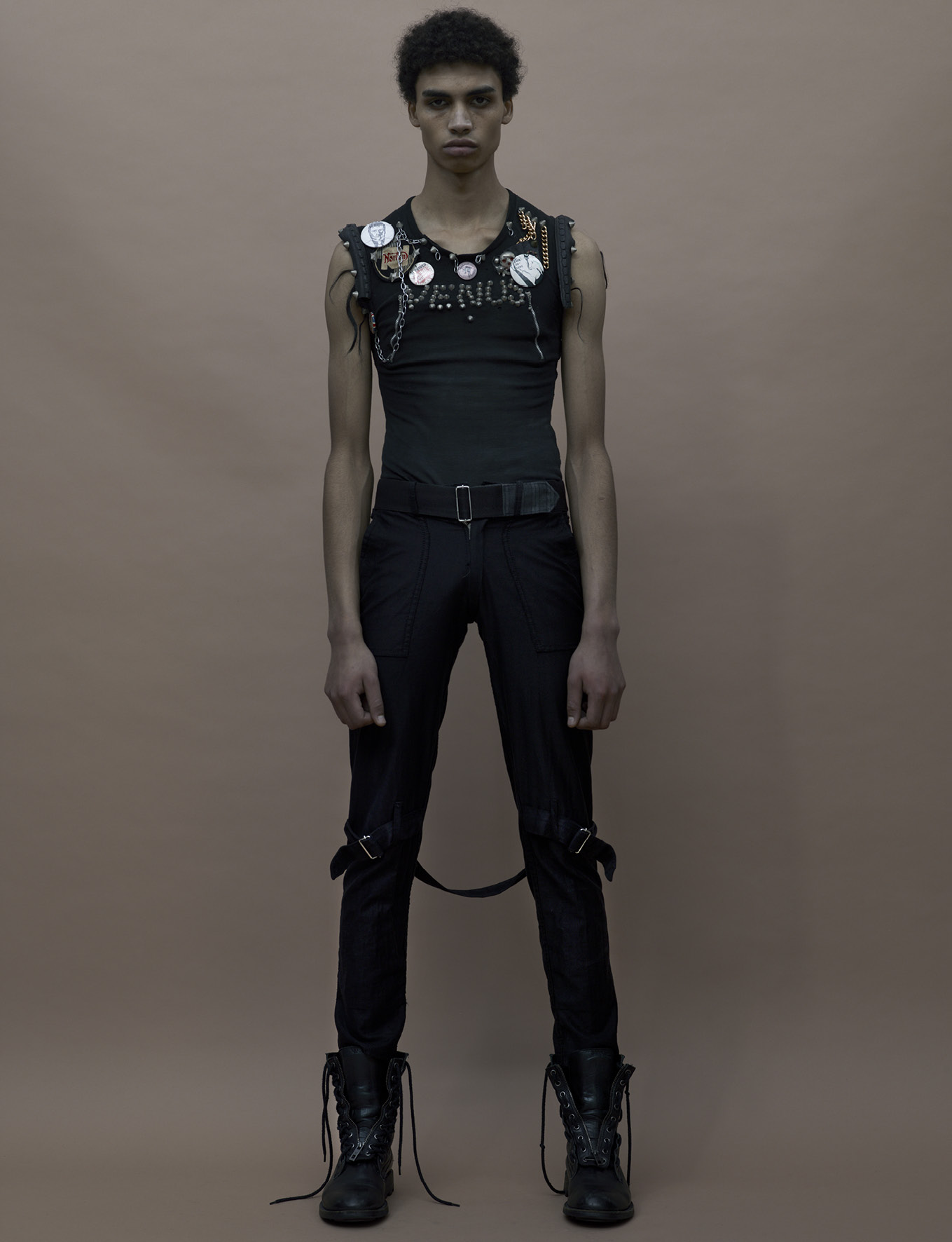 MASSES Magazine 6 Cover Story – Prenez vos Désirs pour la Réalité, Photography by Jackie Nickerson, Fashion by Kim Jones, with Sol Goss wearing Let it Rock Jordan’s top, Seditionaries Westwood/McLaren bondage trousers, Louis Vuitton boots – 2016