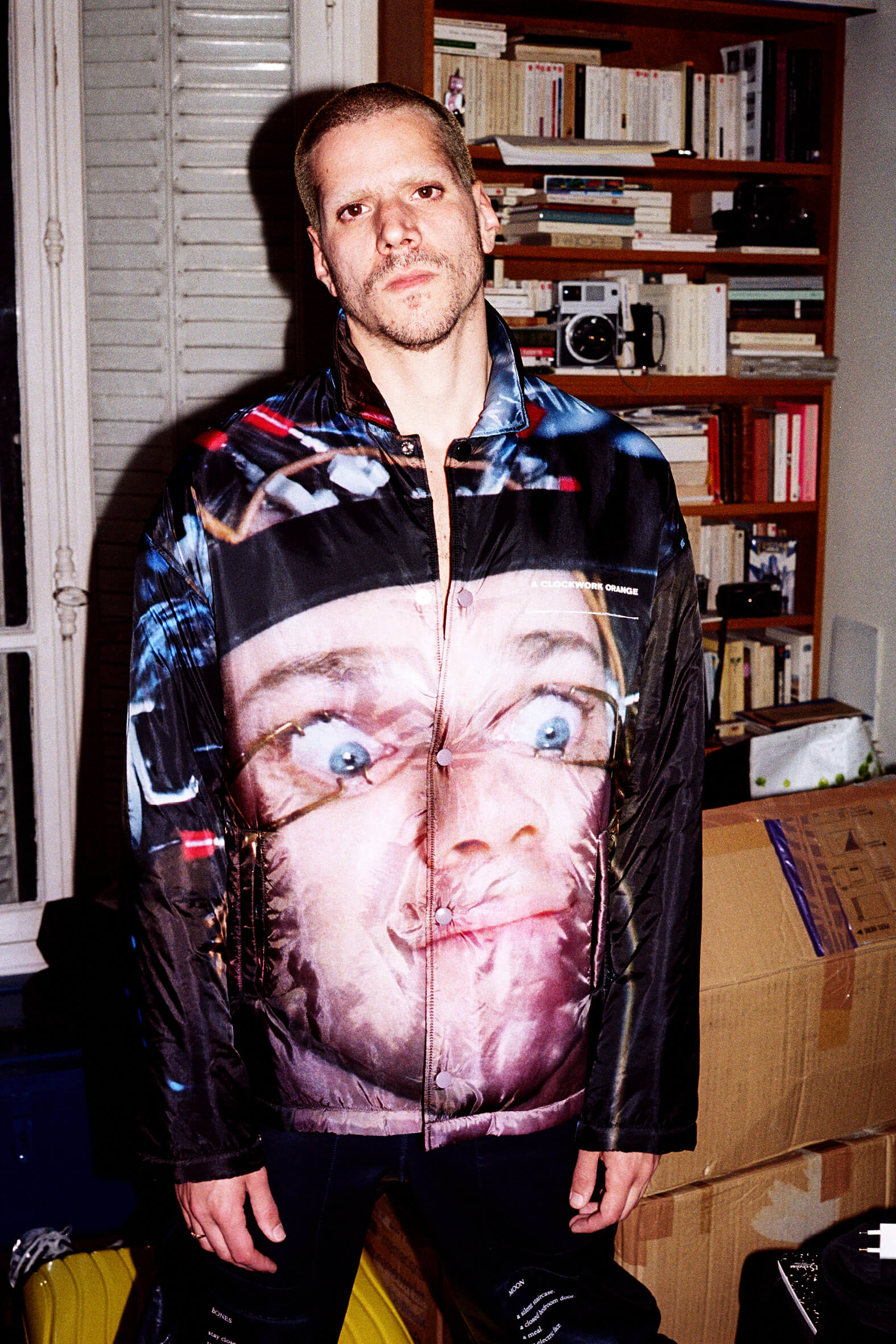 MASSES Magazine No. 12 – Aux Armes et Cætera, Photography by Matthias Vriens – Sami wearing UNDERCOVER Autumn/Winter 2019 ‘A Clockwork Orange’ printed jacket — 2019